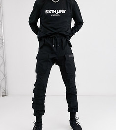 Черные брюки в стиле милитари с широкими манжетами Sixth June-Черный
