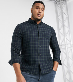Черная рубашка в клетку с длинными рукавами Topman Big & Tall-Зеленый