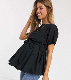 Черный топ с завязкой и рукавами "летучая мышь" New Look Maternity