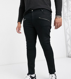 Супероблегающие джинсы стретч с молниями ASOS DESIGN Plus-Черный