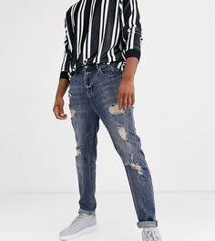 Темно-синие сильно рваные джинсы-морковки ASOS DESIGN Tall-Синий