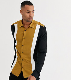 Черная свободная рубашка из вискозы со вставками ASOS DESIGN Tall-Черный