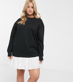 Черное трикотажное платье со вставкой Missguided Plus-Мульти