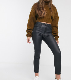 Черные моделирующие джинсы скинни из искусственной кожи с покрытием New Look Petite-Черный