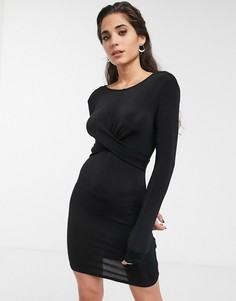 Облегающее платье с блестками и длинными рукавами Only-Черный