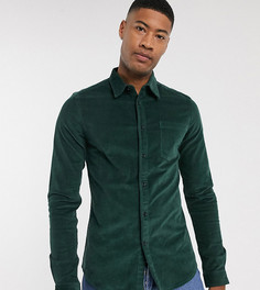 Темно-зеленая приталенная рубашка из эластичного вельвета ASOS DESIGN Tall-Зеленый