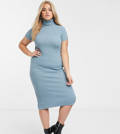 Платье-водолазка с короткими рукавами In The Style x Billie Faiers Plus-Синий
