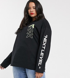Oversize-лонгслив с логотипами ASOS DESIGN Curve-Черный