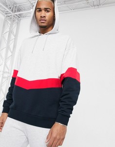 Флисовый худи с контрастными вставками ASOS DESIGN-Темно-синий