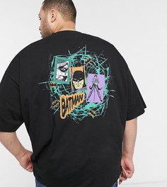 Oversize-футболка с разрезами по бокам и принтом на спине и груди ASOS DESIGN-Черный