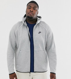Худи серого цвета на молнии Nike Plus - Tech Fleece-Черный
