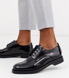 Черные блестящие туфли на шнуровке для широкой стопы Base London-Черный