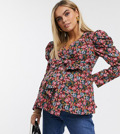 Топ с объемными рукавами и цветочным принтом ASOS DESIGN Maternity-Мульти