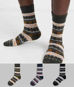 Набор из 3 пар толстых носков с принтом Jack & Jones-Мульти