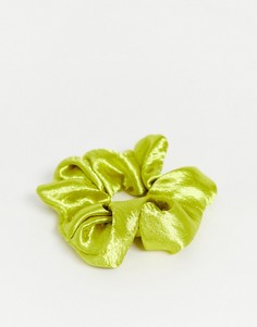 Лаймово-зеленая атласная резинка для волос Topshop-Зеленый