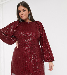 Красное платье с объемными рукавами и пайетками Missguided Plus-Красный
