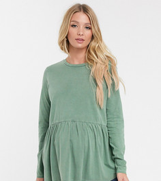 Свободный выбеленный лонгслив ASOS DESIGN Maternity-Зеленый