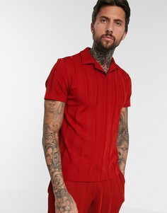 Оранжевая футболка-поло в рубчик от комплекта ASOS DESIGN-Красный