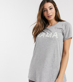 Черная футболка для кормления с надписью "mama" цветочной расцветки ASOS DESIGN Maternity-Серый