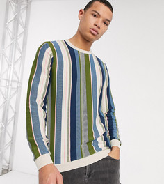 Зеленый фактурный джемпер в вертикальную полоску ASOS DESIGN Tall-Бежевый