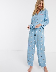 Пижама из 100% модала с пингвинами ASOS DESIGN-Синий