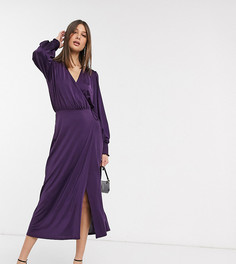 Трикотажное платье миди винного цвета с запахом ASOS DESIGN Tall-Красный