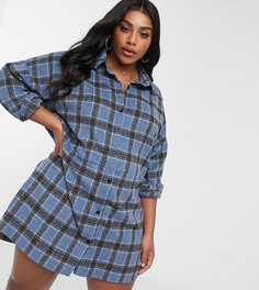 Платье-рубашка в клетку Missguided Plus-Синий