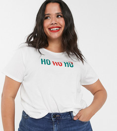 Новогодняя футболка с принтом "HO HO HO" ASOS DESIGN Curve-Мульти