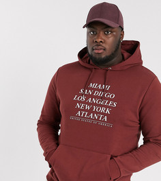 Коричневый худи с принтом ASOS DESIGN Plus