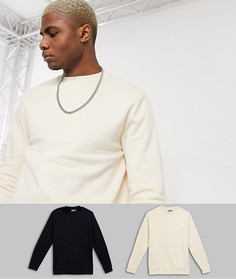 2 свитшота из органического хлопка черного и бежевого цвета ASOS DESIGN-Мульти