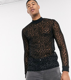 Черная водолазка с выжженным анималистичным узором ASOS DESIGN Tall-Черный
