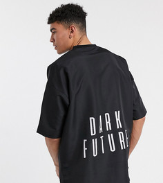 Свободная футболка с крупным принтом "dark future" и закругленным низом ASOS DESIGN Tall-Черный