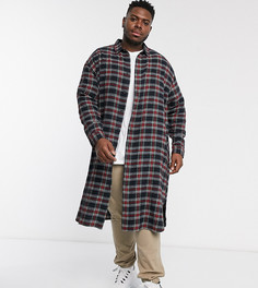 Черная длинная рубашка в клетку ASOS DESIGN Plus-Черный