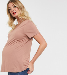 Светло-коричневая футболка с V-образным вырезом для кормления ASOS DESIGN Maternity-Коричневый
