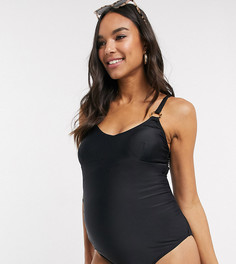 Черный слитный купальник с кольцом New Look Maternity