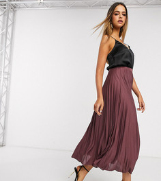 Плиссированная юбка миди ASOS DESIGN Tall-Коричневый