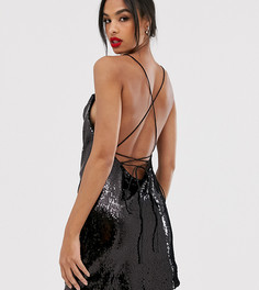 Платье мини на бретелях с пайетками ASOS DESIGN-Черный