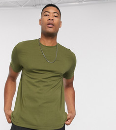 Футболка цвета хаки из органического хлопка с круглым вырезом ASOS DESIGN Tall-Зеленый