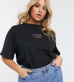 Футболка oversized с винтажным принтом Daisy Street Plus-Черный