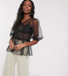 Топ из органзы с запахом ASOS DESIGN Tall-Черный