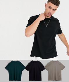 3 свободных футболки с круглым вырезом из органического хлопка ASOS DESIGN - Скидка-Мульти