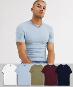Обтягивающая футболка из органического хлопка с круглым вырезом ASOS DESIGN - Набор из 5 шт. со скидкой-Мульти