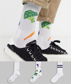 Набор из 3 пар спортивных носков с принтом ASOS DESIGN-Белый