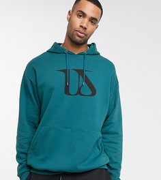 Зеленый свободный худи с принтом на груди ASOS DESIGN Tall