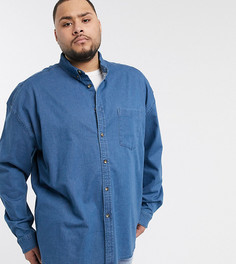 Классическая джинсовая рубашка с пуговицами под рог ASOS DESIGN Plus-Синий