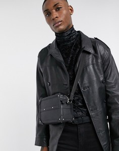 Черная квадратная сумка через плечо из искусственной кожи ASOS DESIGN-Черный