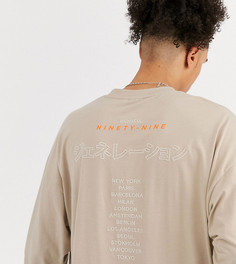 Oversize-лонгслив в клетку из органического хлопка с вышивкой на спине ASOS DESIGN Tall-Бежевый