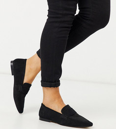Черные замшевые лоферы для широкой стопы ASOS DESIGN-Черный