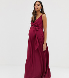 Платье макси с запахом и завязкой на талии ASOS DESIGN Maternity-Фиолетовый