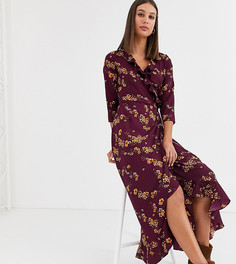 Платье с запахом и цветочным принтом Vero Moda Tall-Фиолетовый